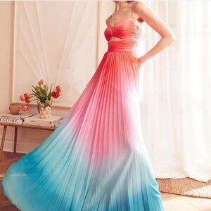AMUR emmett pleated gown